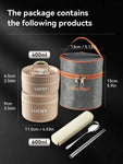 18/8 Stainless Steel Thermal Food Container Bento Lunch Box Set, Portable Keep Warm Lunch Container with Insulated Bag